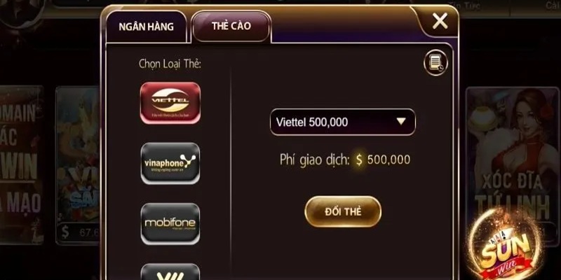 Sunwin hỗ trợ nhiều phương thức nạp tiền
